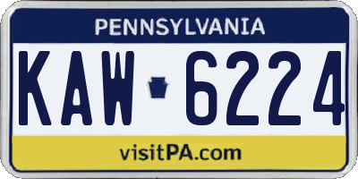 PA license plate KAW6224