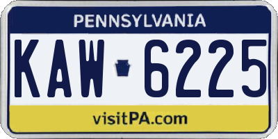 PA license plate KAW6225