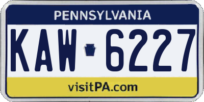 PA license plate KAW6227