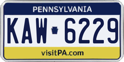 PA license plate KAW6229
