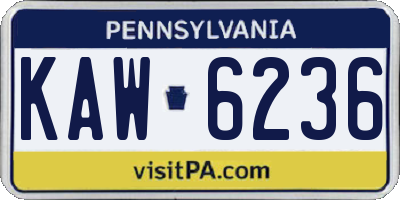 PA license plate KAW6236