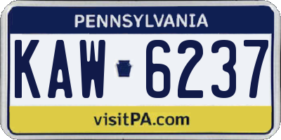 PA license plate KAW6237
