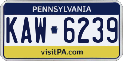 PA license plate KAW6239
