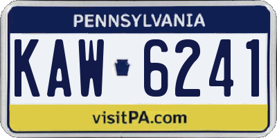 PA license plate KAW6241