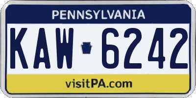 PA license plate KAW6242