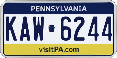 PA license plate KAW6244