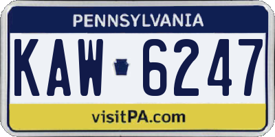 PA license plate KAW6247