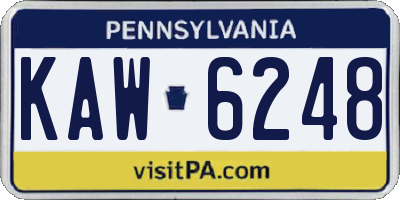 PA license plate KAW6248