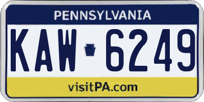PA license plate KAW6249
