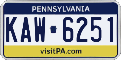 PA license plate KAW6251