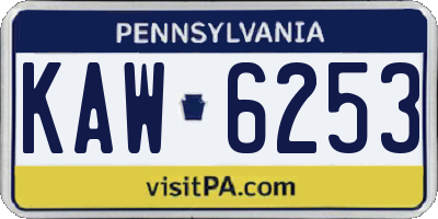 PA license plate KAW6253