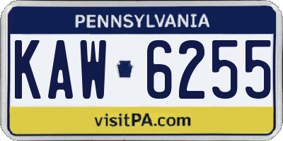 PA license plate KAW6255