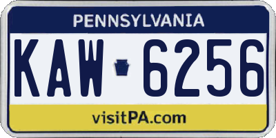 PA license plate KAW6256