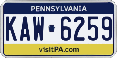 PA license plate KAW6259