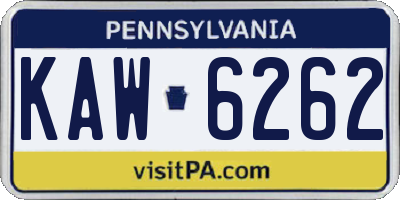 PA license plate KAW6262