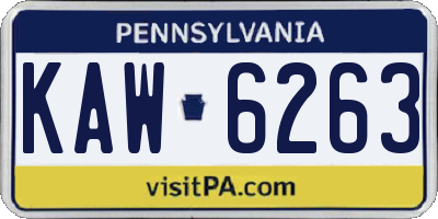 PA license plate KAW6263