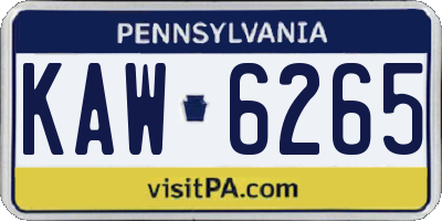 PA license plate KAW6265