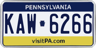 PA license plate KAW6266