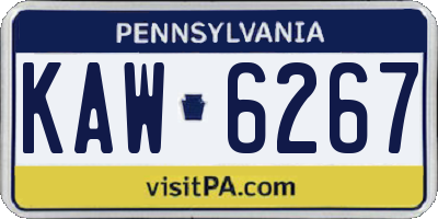 PA license plate KAW6267