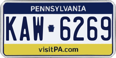 PA license plate KAW6269