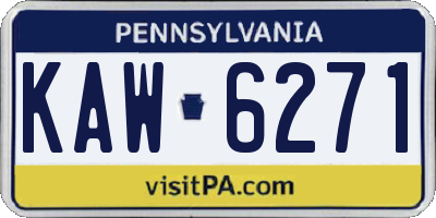 PA license plate KAW6271