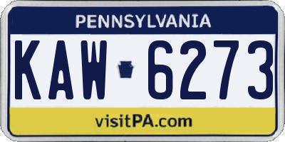 PA license plate KAW6273