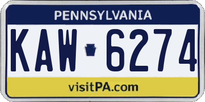 PA license plate KAW6274