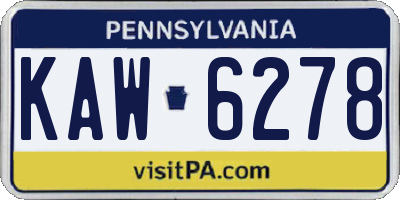 PA license plate KAW6278
