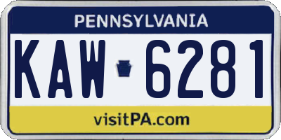 PA license plate KAW6281