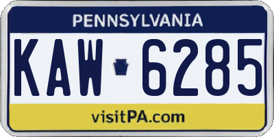 PA license plate KAW6285