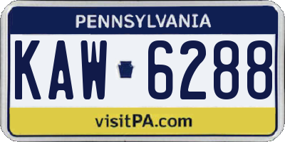 PA license plate KAW6288