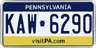 PA license plate KAW6290
