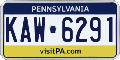 PA license plate KAW6291