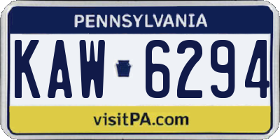 PA license plate KAW6294