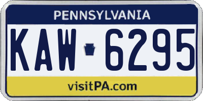 PA license plate KAW6295
