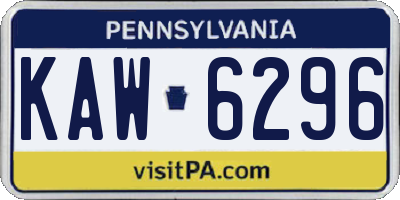 PA license plate KAW6296