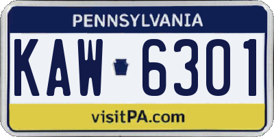 PA license plate KAW6301