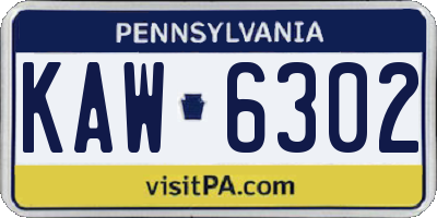 PA license plate KAW6302