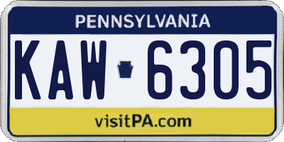 PA license plate KAW6305