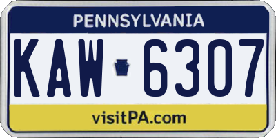 PA license plate KAW6307