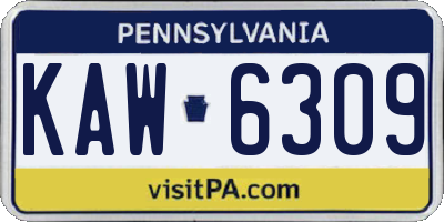 PA license plate KAW6309