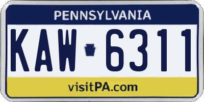 PA license plate KAW6311