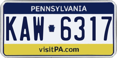 PA license plate KAW6317