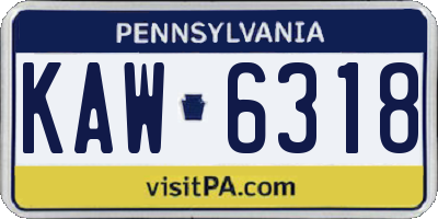 PA license plate KAW6318