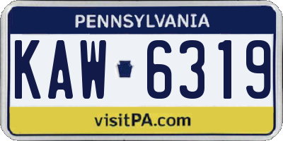 PA license plate KAW6319