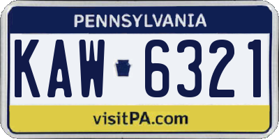 PA license plate KAW6321