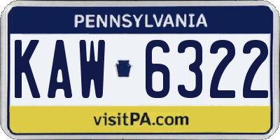 PA license plate KAW6322