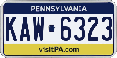 PA license plate KAW6323