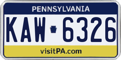 PA license plate KAW6326