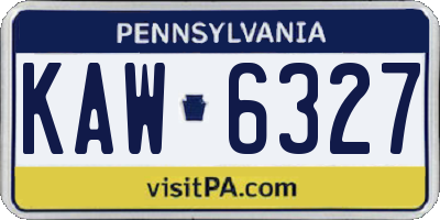 PA license plate KAW6327